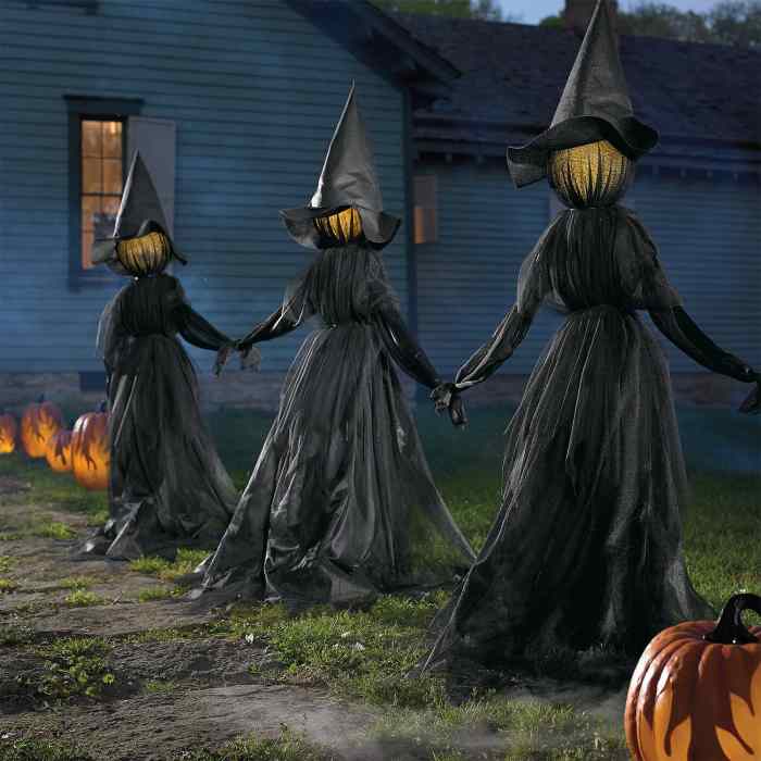 Outdoor halloween decor witches