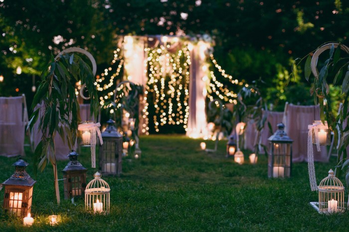 Outdoor wedding aisle decor