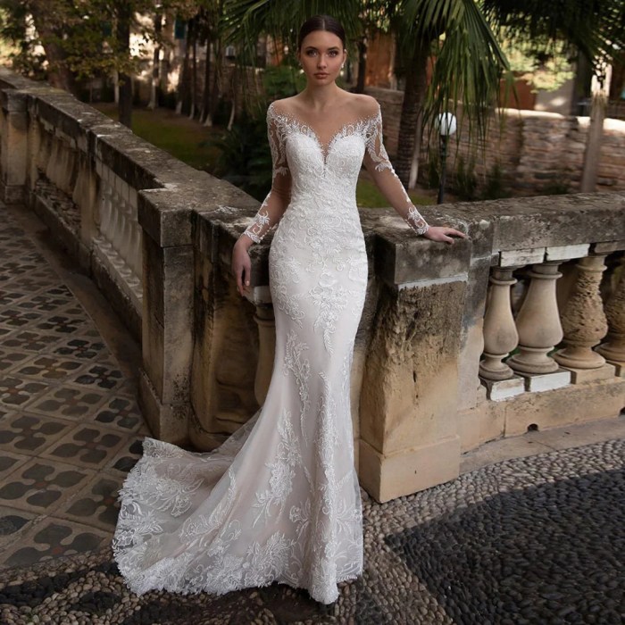 See through mermaid wedding dress