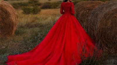 Red sparkly wedding dress