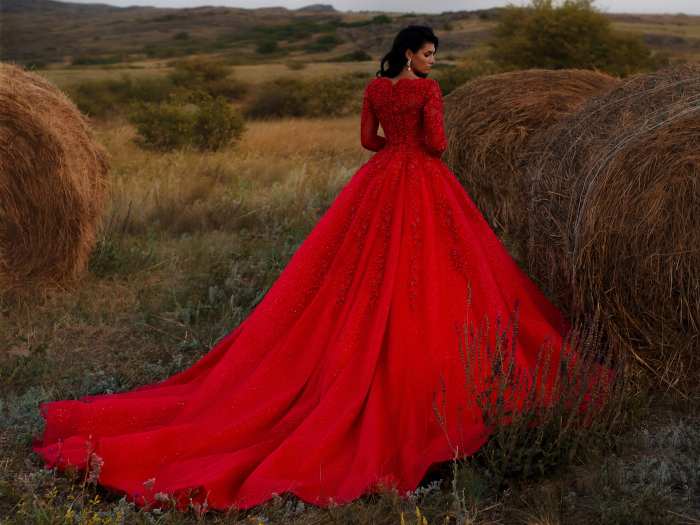 Red sparkly wedding dress