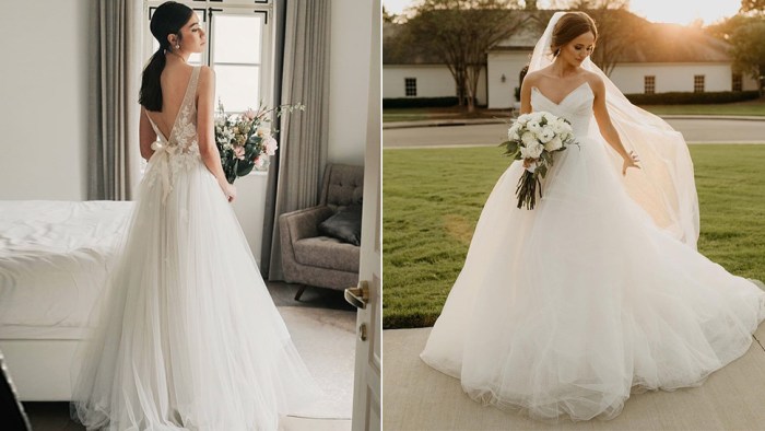 Simple wedding dress tulle